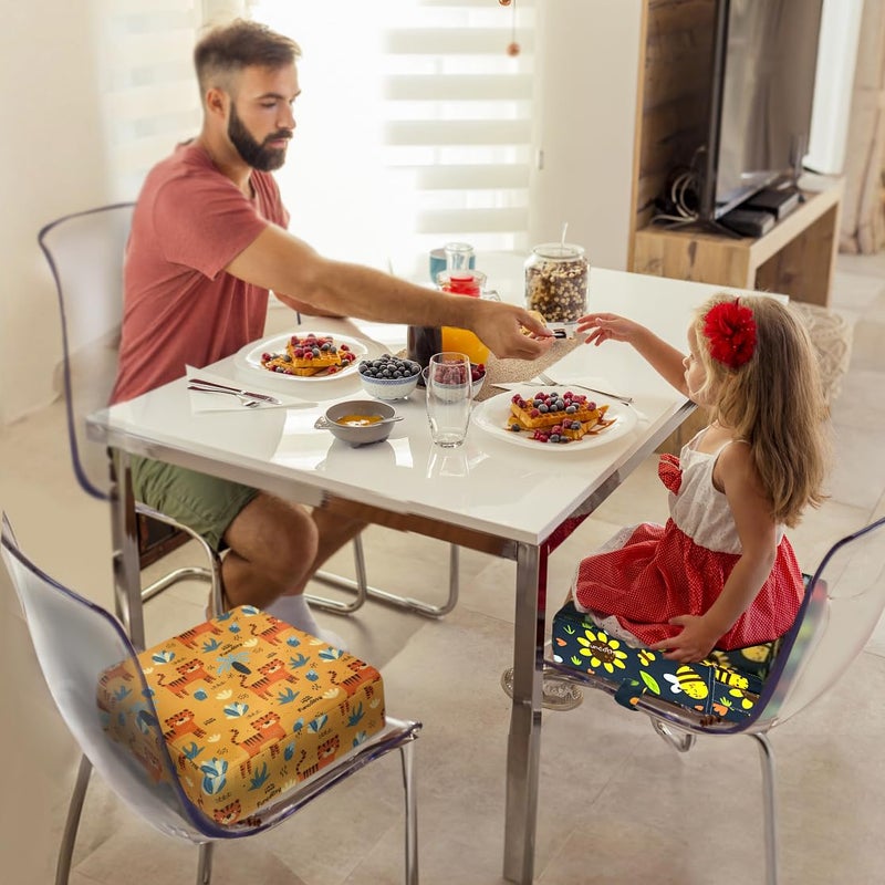 Funcority Toddler Booster Seat for Dining Table, Portable Booster Seat for Kitchen Chair, 4 Inch High-Density Foam Cushion with Adjustable Safety Straps and Non-Slip Bottom, Perfect for Kids Travel and Daily - Image 2